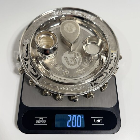 Pooja Puja Thali Set 900 Silver In Box - Picture 2 of 11